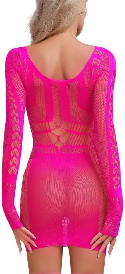 XIUSEMY Womens Lingerie Dress Sexy Babydoll Bodycon Dress One Piece Mesh Teddy Fishnet Chemise Nightwear