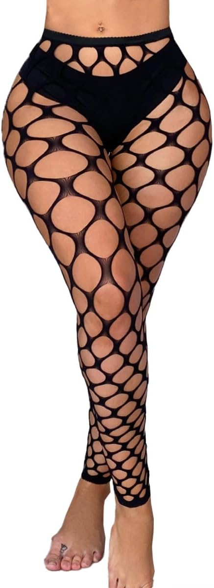 XIUSEMY Woman High Waist Patterned Tights Fishnet Stockings Curve Strips Pantyhose for Women