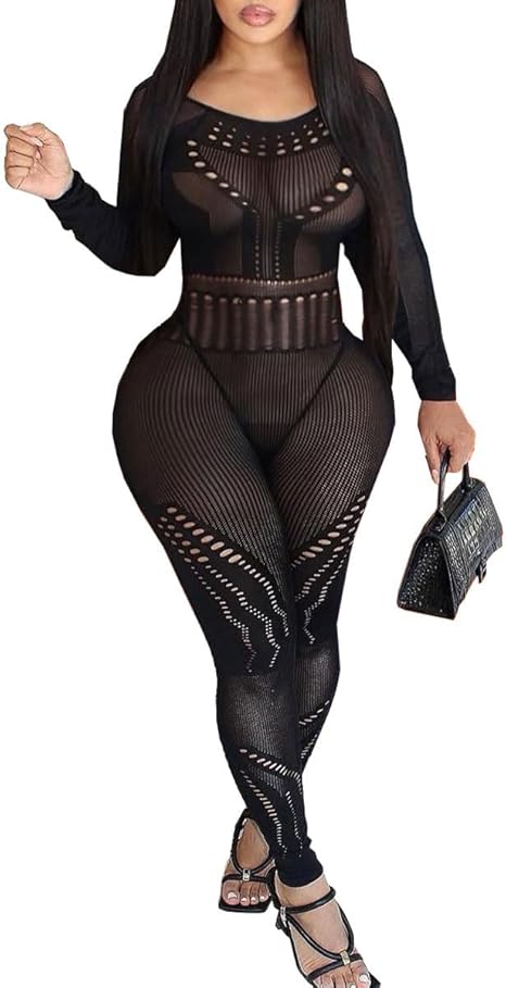 XIUSEMY Womens Lingerie Fishnet Bodystocking Attached Stockings Soft Bodysuit Sexy Nightwear Plus Size