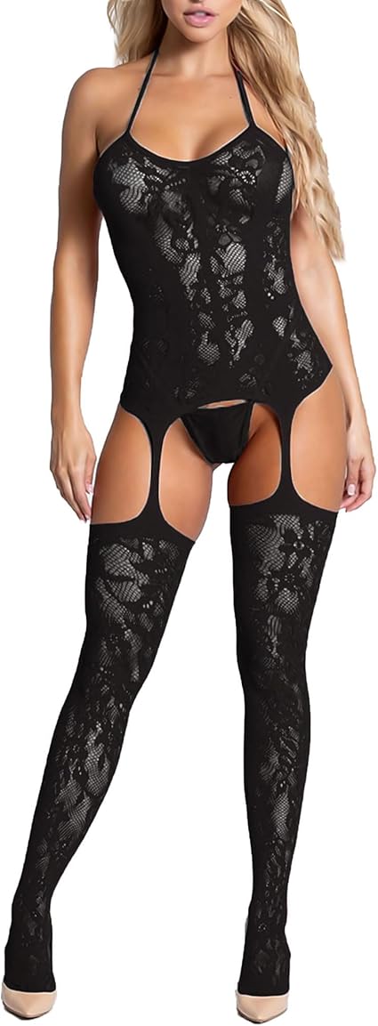 XIUSEMY Women Sexy Bodystocking One Piece Badydoll Fishnet Lingerie Nightwear Plus Size