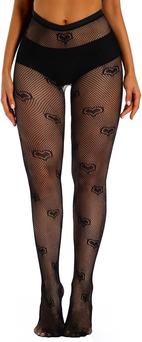 Xiusemy Women Sexy Tights Fishnet Stockings Patterned Tights Thigh-High Black Socks Lace Leggings Pantyhose