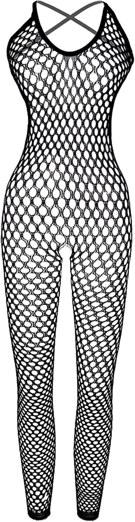 XIUSEMY Women Sexy Lingerie Full Body Bodysuits V Neck Mesh Fishnet Stockings Nightwear