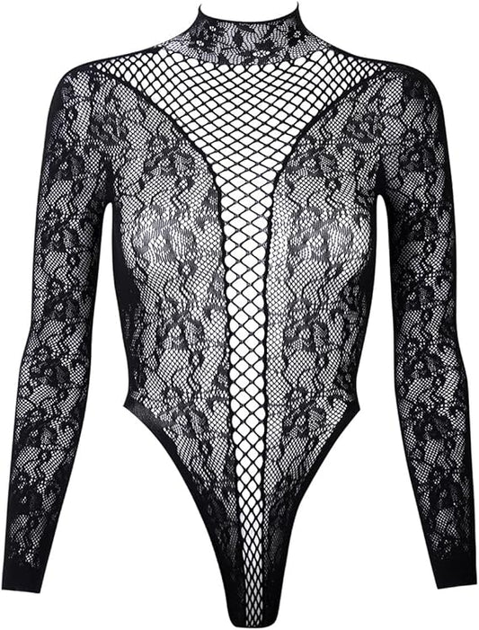 XIUSEMY Lingerie for Women Fishnet Bodysuit Sexy One Piece Babydoll Teddy Mesh Outfits