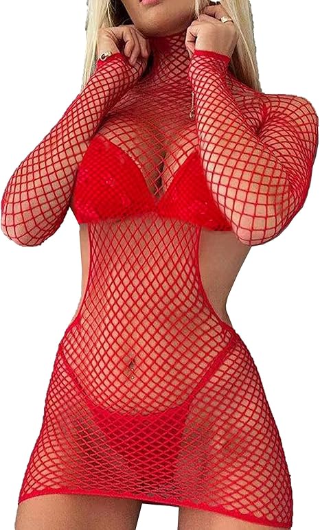 XIUSEMY Womens Lingerie Fishnet Dress Mesh Bodysuit See Through Beachwear