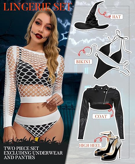 XIUSEMY Womens Lingerie Set Fishnet Top and Panty Two Piece Babydoll Cover up