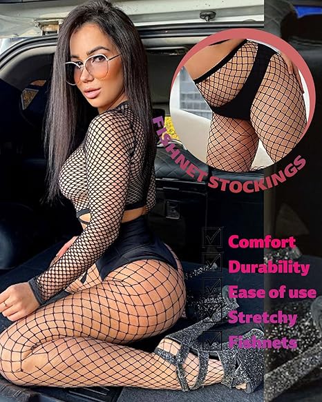 XIUSEMY Women Sexy Tights Fishnet Stockings Patterned Leggings Thigh-High Black Socks Lace Pantyhose