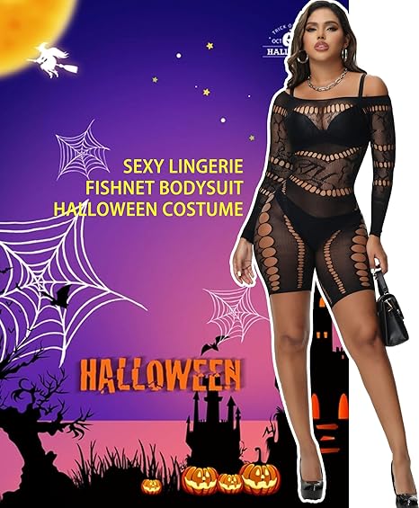 XIUSEMY Woman Lingerie Bodysuit Fishnet Bodystocking Hollow Out Jumpsuit Bodycon Sexy Romper