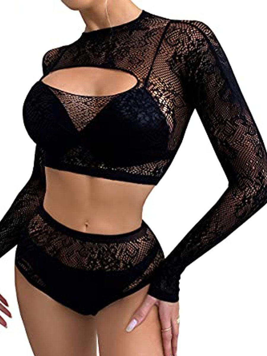 Xiusemy Women Lingerie Set Sexy Bodysuit Two Piece Babydoll Fishnet Nightwear